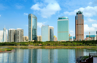 Fototapeta na wymiar Skyscrapers in Hainan Island, China