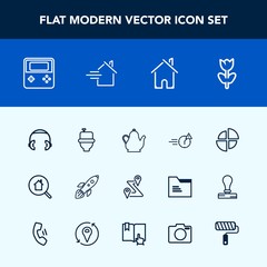 Modern, simple vector icon set with hot, restroom, navigation, nature, house, chart, location, real, blossom, web, graph, music, wc, bathroom, home, science, road, pie, map, kitchen, audio, late icons