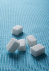  sugar on the blue tablecloth