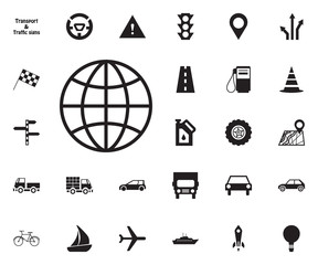 Worlwide net icon. Transport vector icon set.