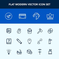 Modern, simple vector icon set with security, banking, axe, royal, container, bat, screwdriver, sport, old, baseball, queen, tool, equipment, internet, chart, office, web, pie, scale, safe, bank icons