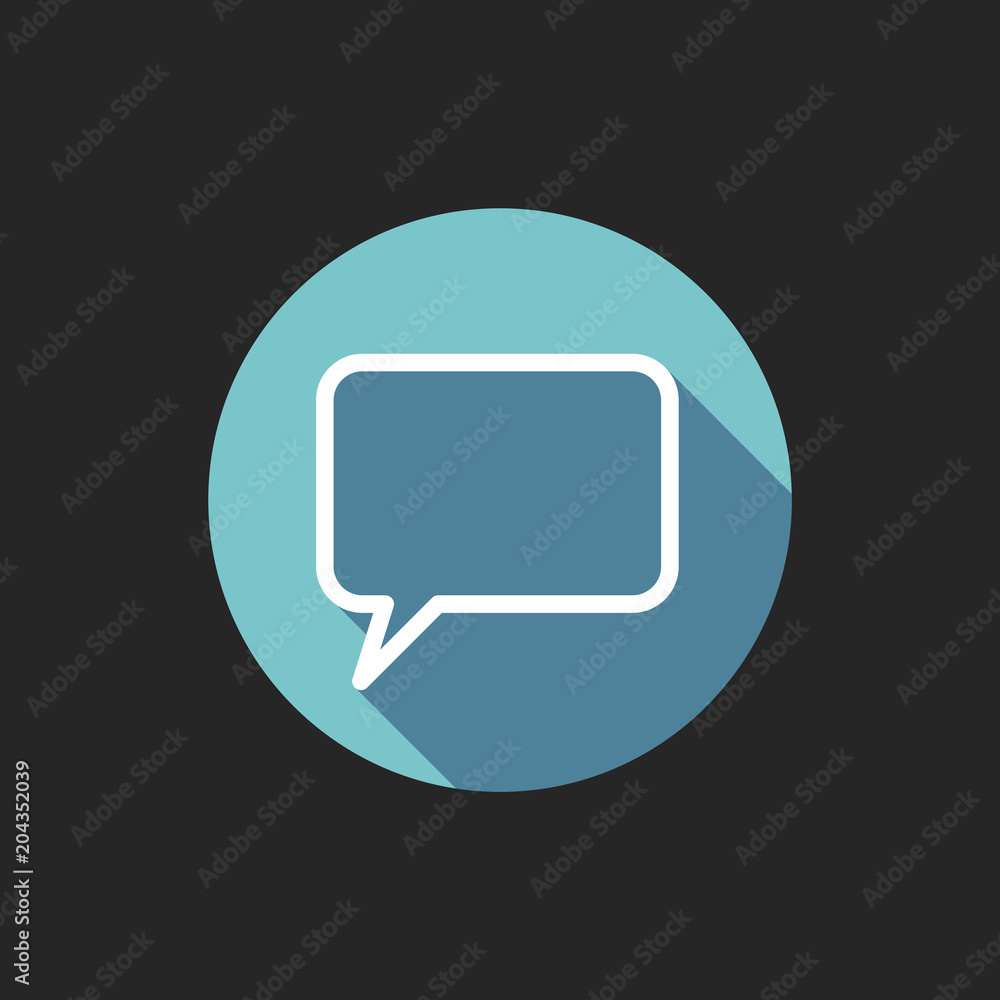 Poster elegant universal white minimalistic thin line speech bubble icon with shadows on circular color but