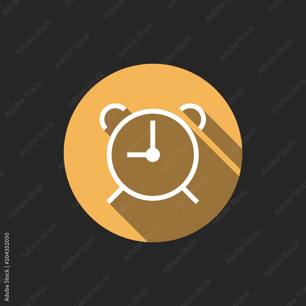 Poster elegant universal white minimalistic thin line alarm clock icon with shadows on circular color butto