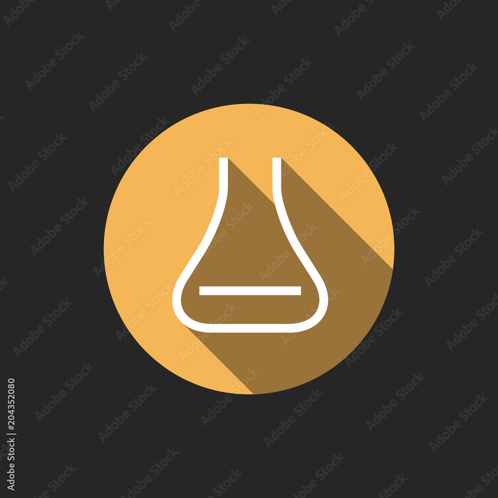 Poster elegant universal white minimalistic thin line test tube icon with shadows on circular color button 