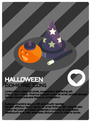 Halloween color isometric poster