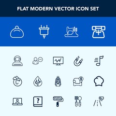 Modern, simple vector icon set with pole, temperature, space, scale, medical, lamp, melody, nature, musical, thermometer, spacesuit, metal, communication, object, user, kerosene, diagnostic, bag icons