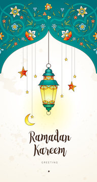 Vector card for Ramadan Kareem greeting.