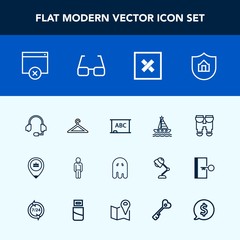 Modern, simple vector icon set with background, location, home, yacht, business, fashion, view, protection, closed, equipment, blackboard, male, boy, halloween, boat, shop, protect, job, hanger icons