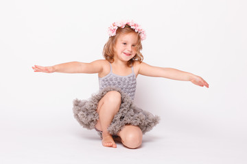 Kid three years old girl pointing the finger