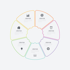 Infographics template 7 options with circle