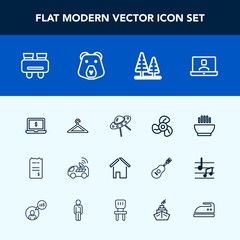 Modern, simple vector icon set with search, electric, computer, food, dish, bill, call, spy, watch, architecture, fashion, shop, internet, finance, navigation, tree, paper, clothing, building icons
