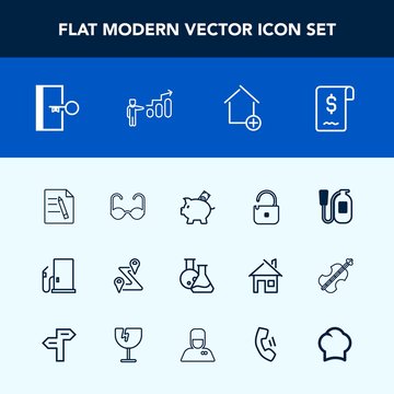 Modern, Simple Vector Icon Set With Gasoline, Door, Apartment, Fuel, File, Document, Gas, Escape, Security, Danger, Bank, Money, Paper, Property, Fire, Fashion, Road, Equipment, New, Safety, Sun Icons