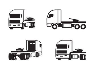 Truck tractor in different perspective - vector illustration