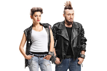 Fototapeta na wymiar Female and a male punker