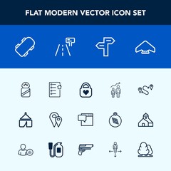 Modern, simple vector icon set with board, skate, point, message, travel, map, skateboard, extreme, adventure, growth, progress, ingredient, house, salt, development, position, food, pin, jump icons