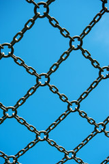 Fussball Tor, Gitter, Netz, ohne Ball, richtung Himmel