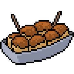 Obraz premium vector pixel art takoyaki