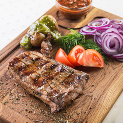 Fresh grilled steak with vegetables