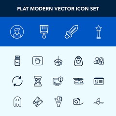 Modern, simple vector icon set with building, success, bag, business, sword, sand, web, white, clock, package, home, object, time, technology, reload, timer, refresh, desktop, warning, blade icons