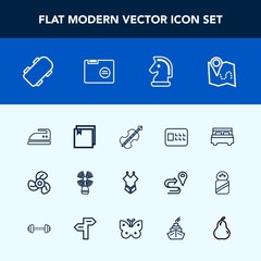 Modern, simple vector icon set with location, ventilator, safety, chess, music, travel, fashion, file, board, skater, web, skate, domestic, clothes, seamark, housework, double, iron, musical icons