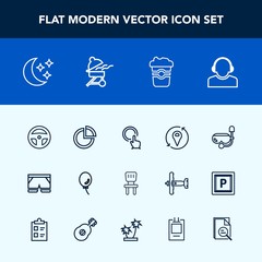 Modern, simple vector icon set with star, location, water, tool, laboratory, click, cup, template, room, night, finger, equipment, drink, coffee, home, pie, chart, summer, chair, hand, air, sky icons