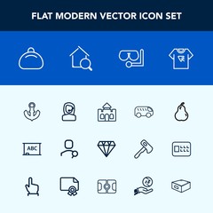 Modern, simple vector icon set with computer, internet, chalkboard, account, blackboard, sea, highway, bag, left, web, board, crystal, print, business, fruit, background, pear, building, anchor icons
