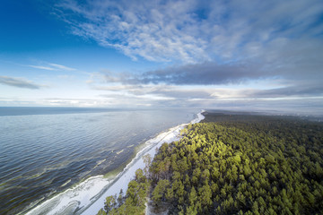Winer time by Baltic sea next to Liepaja, Latvia. - obrazy, fototapety, plakaty