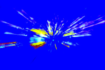 Creative abstract background reminding of a burst full of dynamics in blue, yellow, red, green, ect.