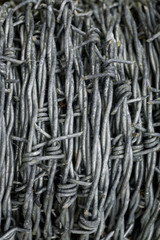Close up of barbed wire, full frame background