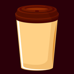 raster image of paper coffee cup with a lid, hot drink