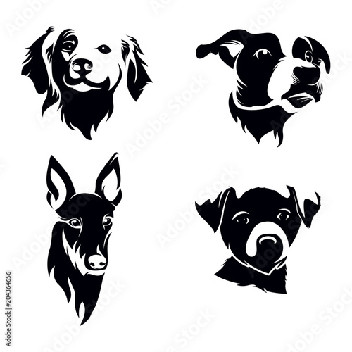 "Dog Head Silhouette Set" Stock image and royalty-free vector files on