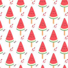 Watermelon sliced hand drawn vector illustration seamless pattern