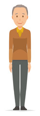 Fototapeta premium An elderly man wearing brown clothes is standing.