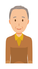 An elderly man wearing brown clothes