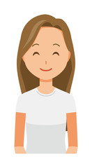 A long hair young woman is smiling