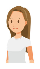 A long hair young woman is walking