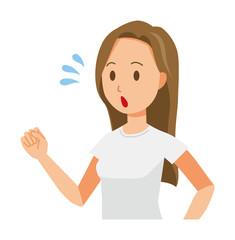 A long hair young woman is running