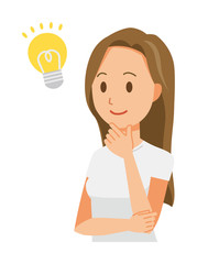 A long hair young woman came up with an idea