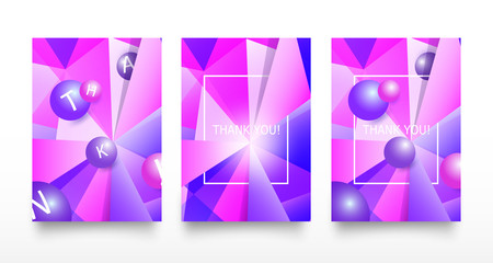 Colorful modern geometric abstract pattern or mosaic in trendy bright purple violet colors set. Beautiful pink blue design background in lowpoly style. Modern triangle graphic art for card or flyers