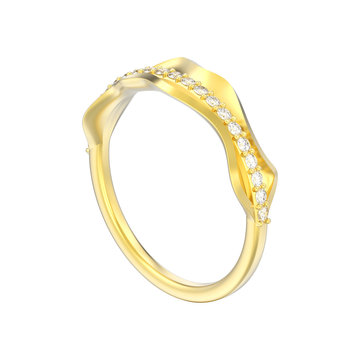3D illustration isolated gold decorative diamond ring