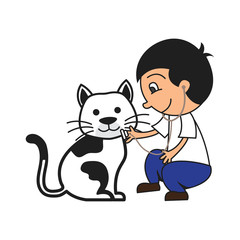 animal care concept, love, caring and affection to the animal. cartoon. vector illustration