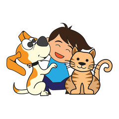 Obraz na płótnie Canvas animal care concept, love, caring and affection to the animal. cartoon. vector illustration