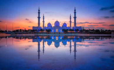 Foto auf Glas Sonnenuntergang Sheikh Bin Zayed Grand Mosque © Madlen Steiner