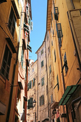 Fototapeta na wymiar SanRemo, picturesque narrow street in old town