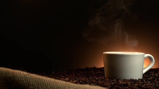 coffe cup with roasted beans