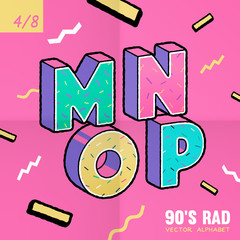 The 90's Rad. 90's style vector alphabet.