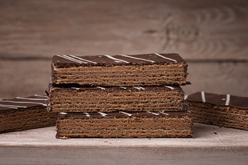 Waffle cake on a cutting board