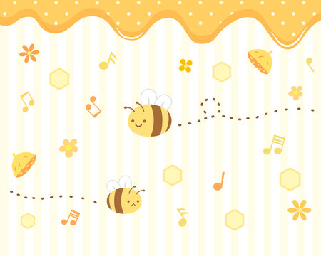 かわいいミツバチと背景のイラスト Stock Vector Adobe Stock