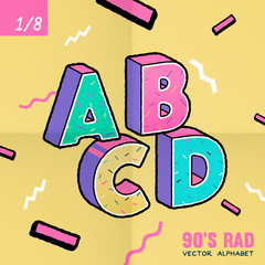 The 90's Rad. 90's style vector alphabet.