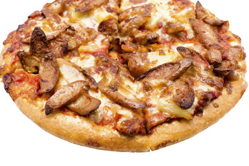 Sausage Pizza box set isolated on white background.Closed up.Clipping path